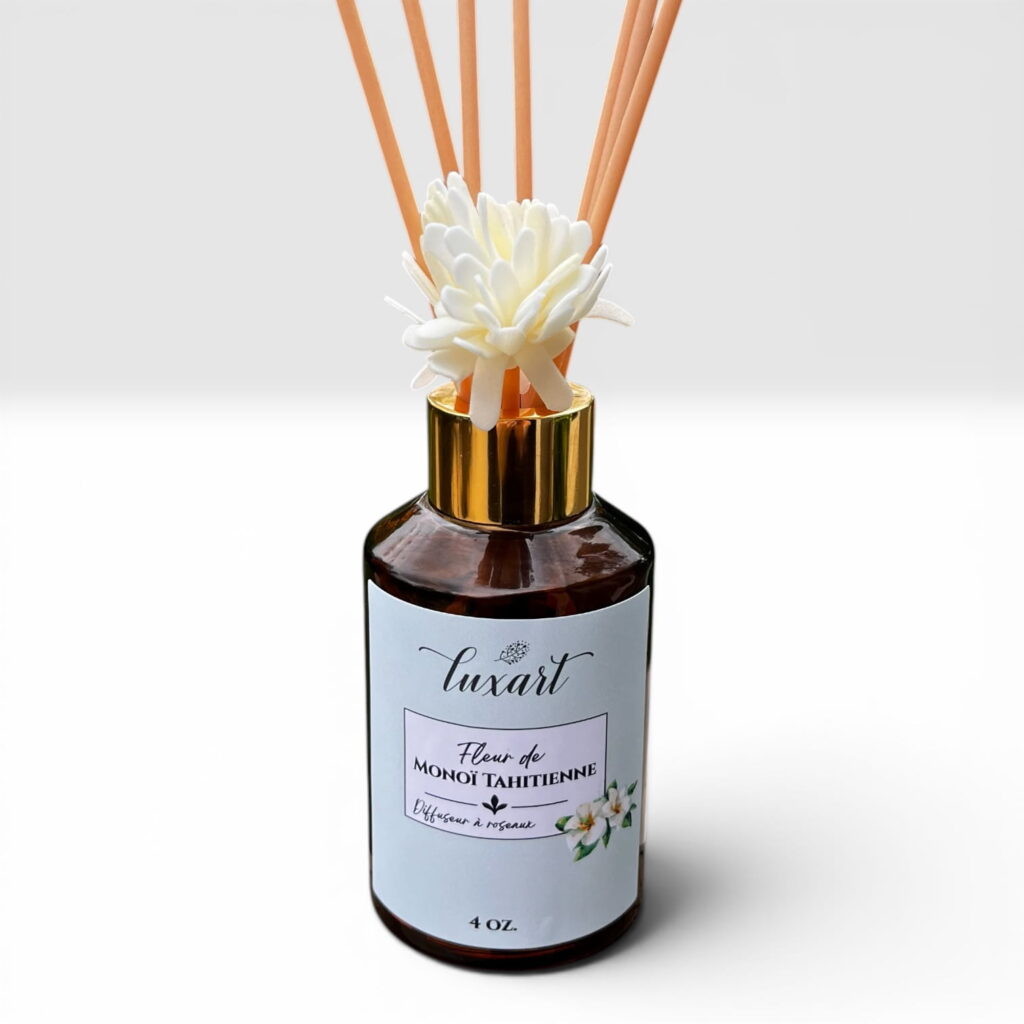 Diffuseur à roseaux fleur de Monoï Tahitienne par Soins luxart